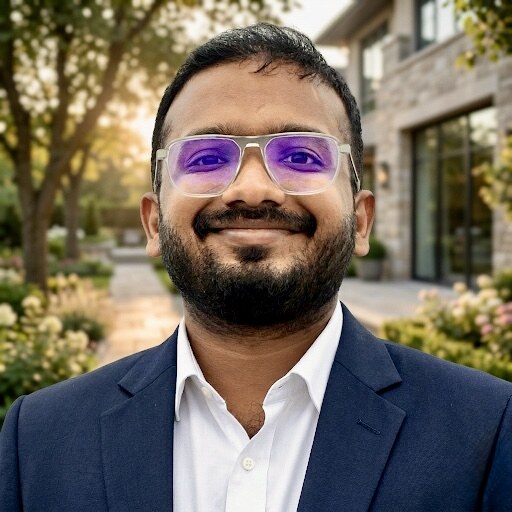 Nishant smiling in a navy jacket